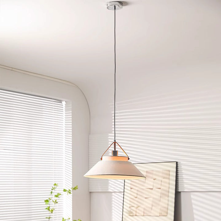 Lámpara colgante de 1 luz de tela con forma de cono de paraguas japonés tradicional para sala de estar 