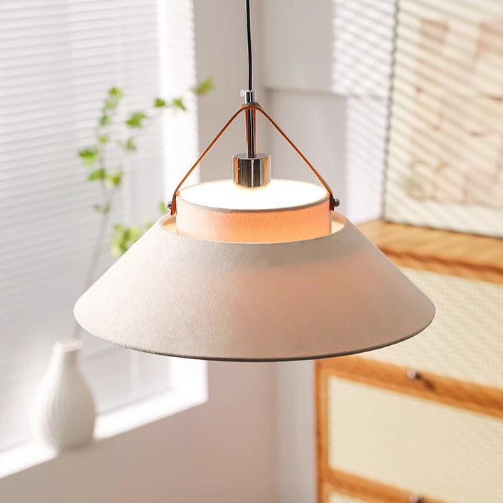 Lámpara colgante de 1 luz de tela con forma de cono de paraguas japonés tradicional para sala de estar 