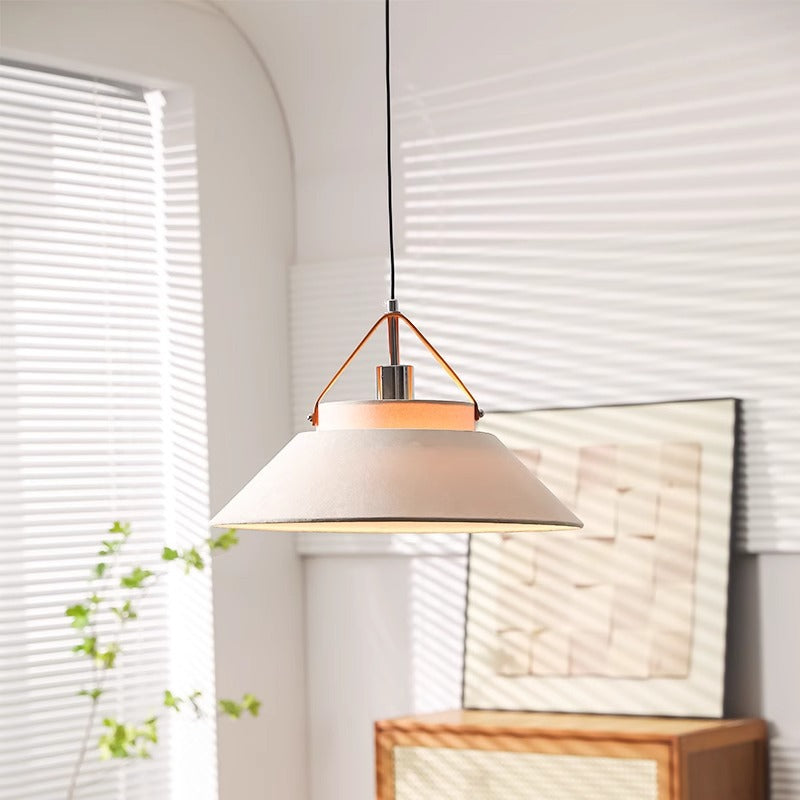 Lámpara colgante de 1 luz de tela con forma de cono de paraguas japonés tradicional para sala de estar 