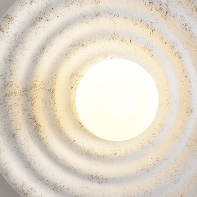 Applique murale en verre résine ondulé rond japonais traditionnel 1 lumière pour salon 