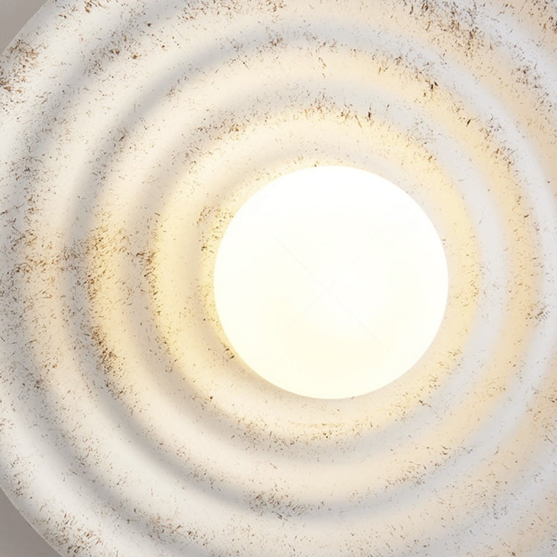 Applique murale en verre résine ondulé rond japonais traditionnel 1 lumière pour salon 
