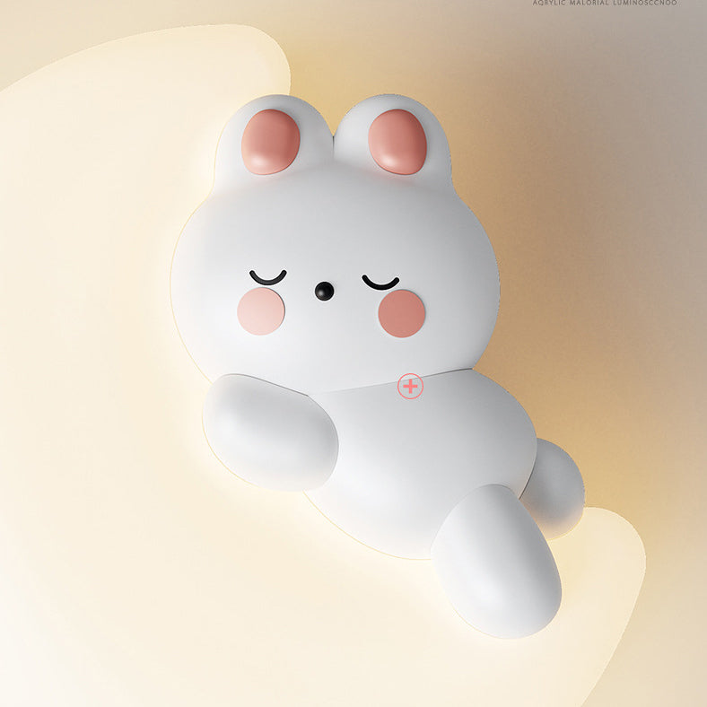 Contemporary Creative Cartoon Animal Rabbit Bear Star Moon Shape PE Iron LED Wall Sconce Lamp For Living Room