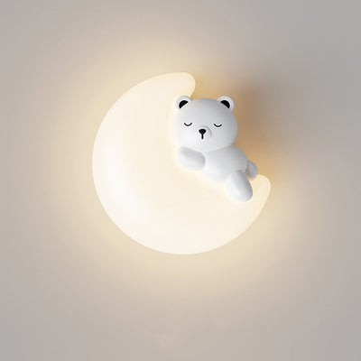 Contemporary Creative Cartoon Animal Rabbit Bear Star Moon Shape PE Iron LED Wall Sconce Lamp For Living Room