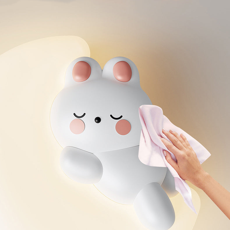 Contemporary Creative Cartoon Animal Rabbit Bear Star Moon Shape PE Iron LED Wall Sconce Lamp For Living Room