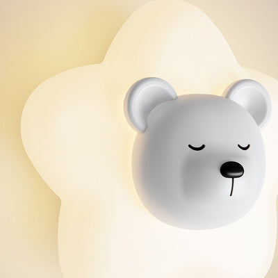 Contemporary Creative Cartoon Animal Rabbit Bear Star Moon Shape PE Iron LED Wall Sconce Lamp For Living Room