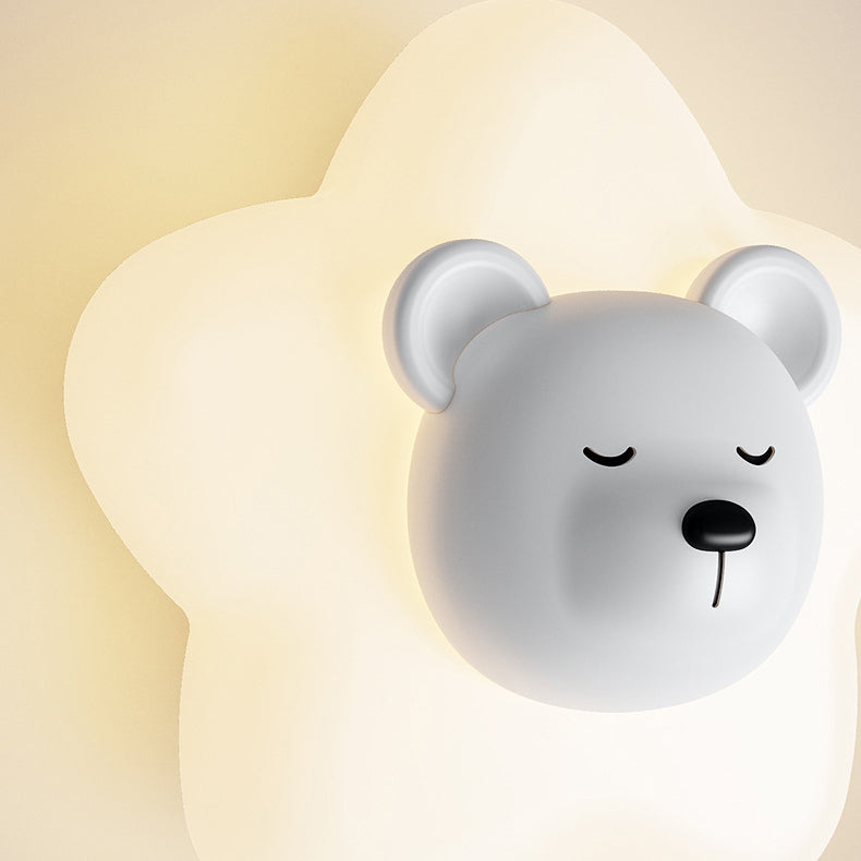 Contemporary Creative Cartoon Animal Rabbit Bear Star Moon Shape PE Iron LED Wall Sconce Lamp For Living Room