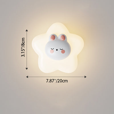 Contemporary Creative Cartoon Animal Rabbit Bear Star Moon Shape PE Iron LED Wall Sconce Lamp For Living Room