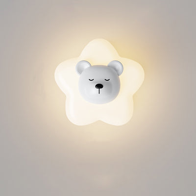 Contemporary Creative Cartoon Animal Rabbit Bear Star Moon Shape PE Iron LED Wall Sconce Lamp For Living Room