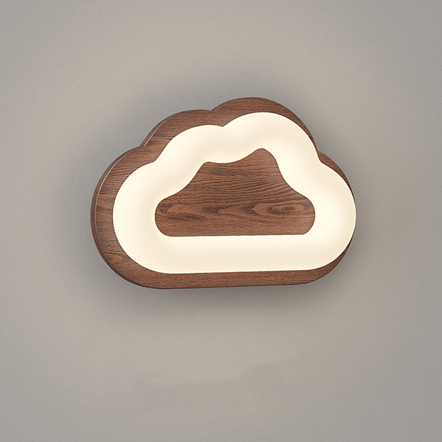 Applique murale LED avec base en bois Creative Cloud contemporaine et abat-jour en PE pour chambre à coucher 