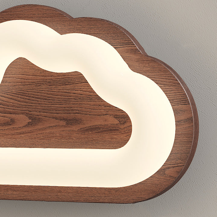 Applique murale LED avec base en bois Creative Cloud contemporaine et abat-jour en PE pour chambre à coucher 