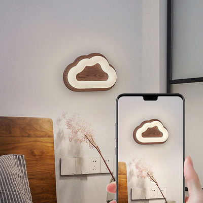 مصباح حائط LED بقاعدة خشبية حديثة من Creative Cloud بظل PE لغرفة النوم 