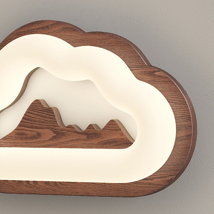 Applique murale LED avec base en bois Creative Cloud contemporaine et abat-jour en PE pour chambre à coucher 