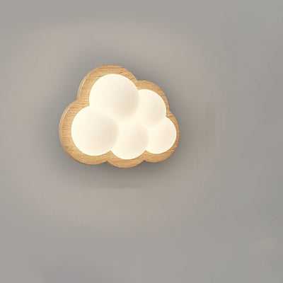 مصباح حائط LED بقاعدة خشبية حديثة من Creative Cloud بظل PE لغرفة النوم 
