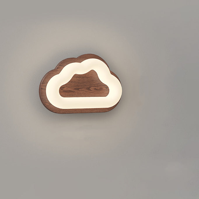 Applique murale LED avec base en bois Creative Cloud contemporaine et abat-jour en PE pour chambre à coucher 
