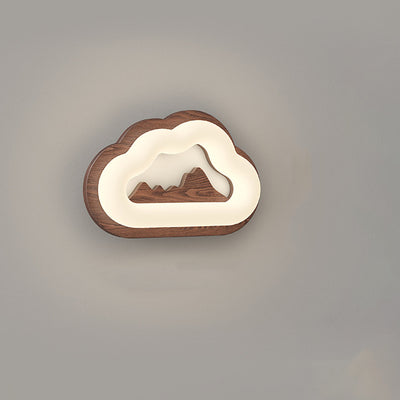 مصباح حائط LED بقاعدة خشبية حديثة من Creative Cloud بظل PE لغرفة النوم 