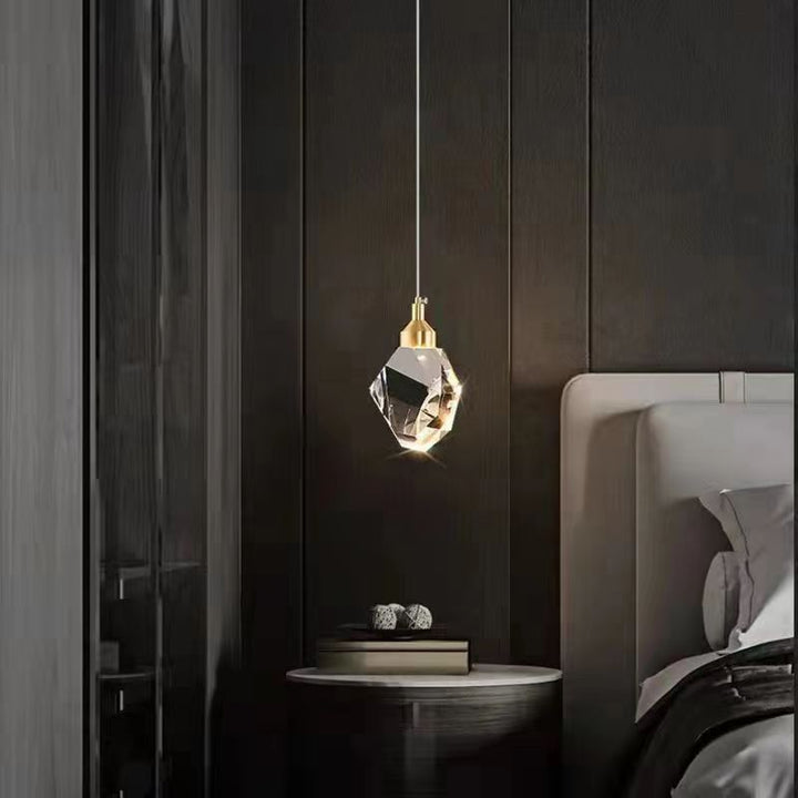 Lustre LED en fer avec cristal en forme de cube diamant moderne pour chambre 