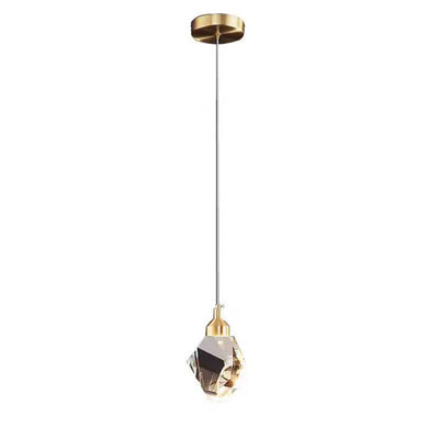 Modern Luxury Diamond Cube Crystal Iron LED Pendant Light For Bedroom