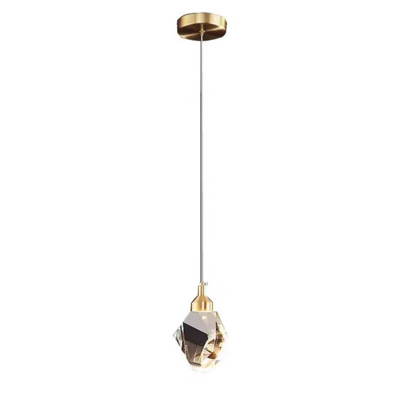 Modern Luxury Diamond Cube Crystal Iron LED Pendant Light For Bedroom