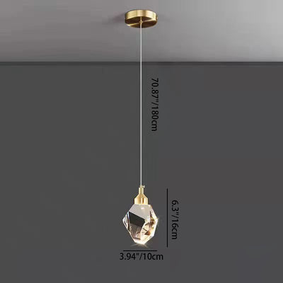 Modern Luxury Diamond Cube Crystal Iron LED Pendant Light For Bedroom