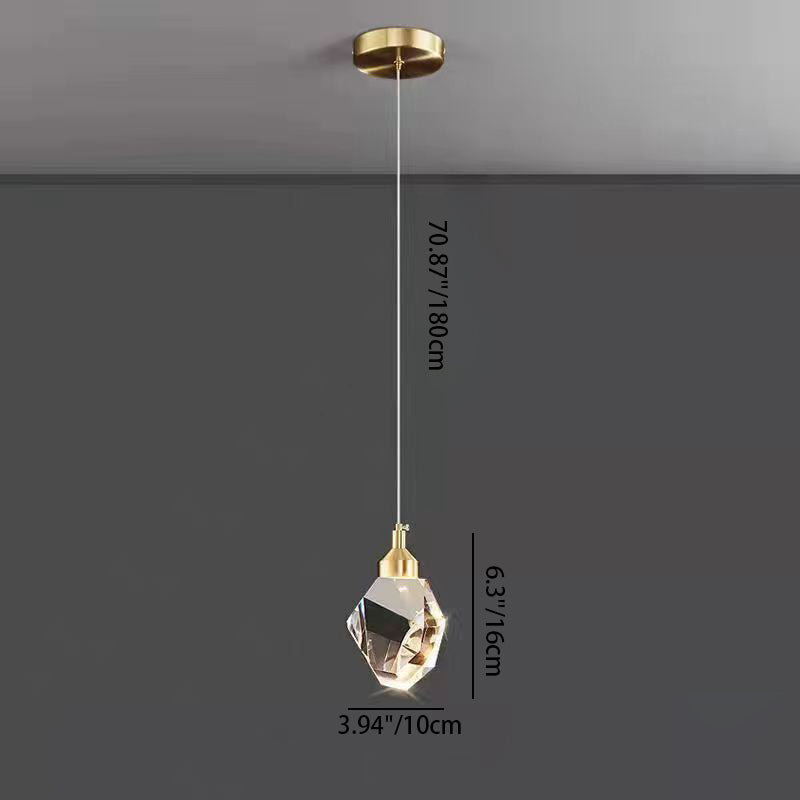 Modern Luxury Diamond Cube Crystal Iron LED Pendant Light For Bedroom