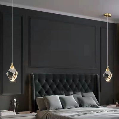 Modern Luxury Diamond Cube Crystal Iron LED Pendant Light For Bedroom