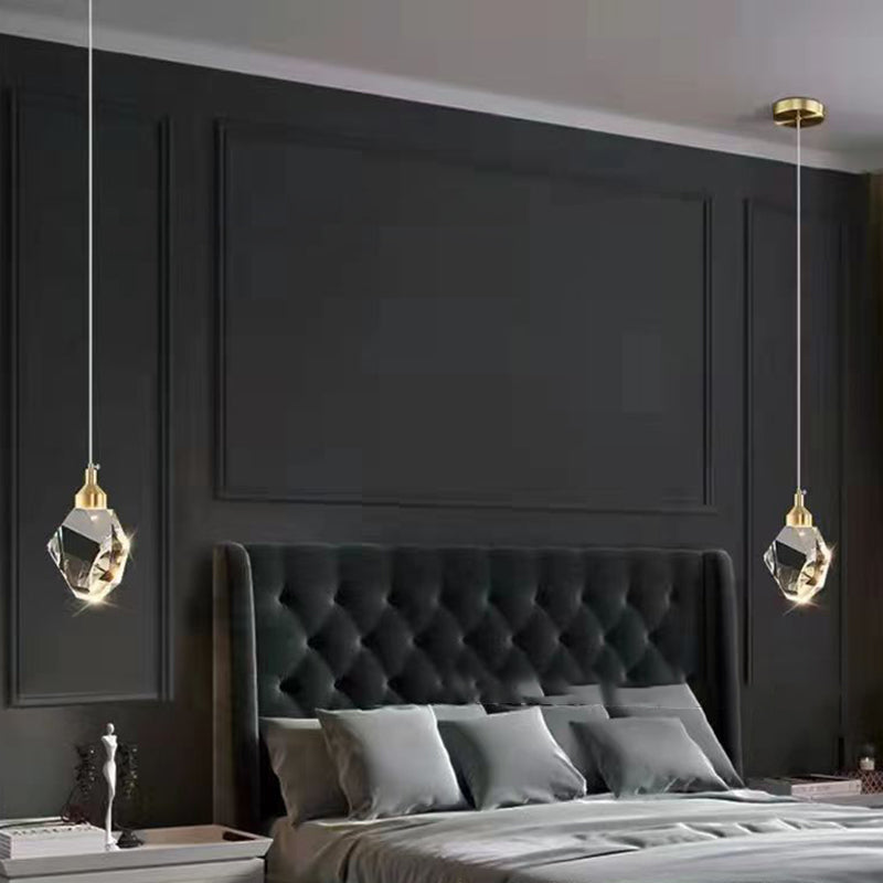 Modern Luxury Diamond Cube Crystal Iron LED Pendant Light For Bedroom