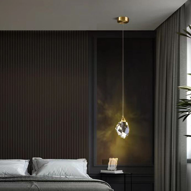 Modern Luxury Diamond Cube Crystal Iron LED Pendant Light For Bedroom