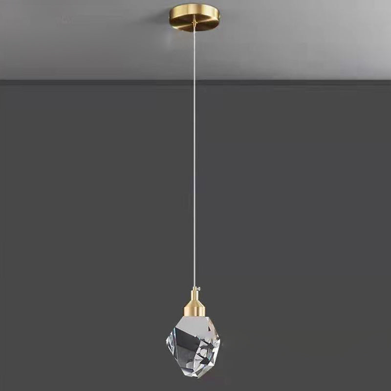 Lustre LED en fer avec cristal en forme de cube diamant moderne pour chambre 