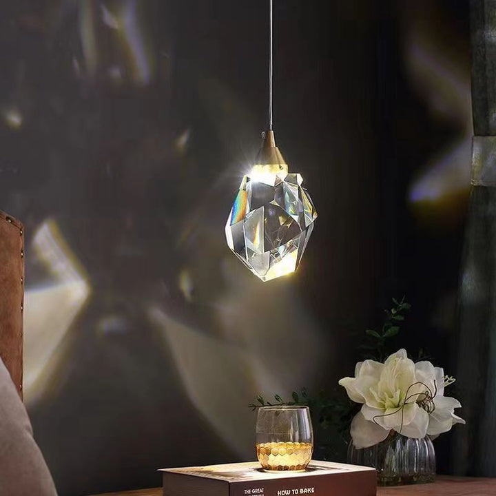 Lustre LED en fer avec cristal en forme de cube diamant moderne pour chambre 