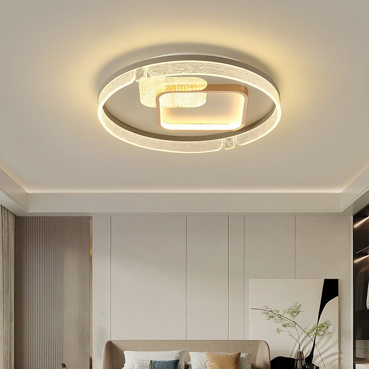 Lumière de plafond à montage affleurant LED en aluminium acrylique de combinaison moderne de luxe ovale ronde carrée pour salon 