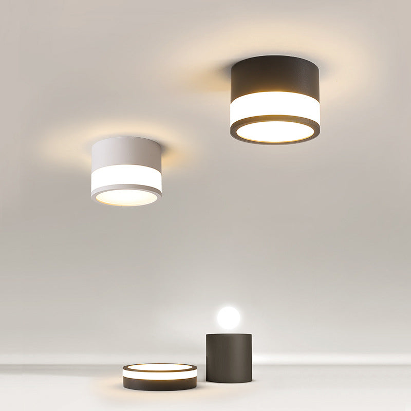 Plafonnier LED moderne minimaliste en acrylique et aluminium en forme de cylindre pour salon 