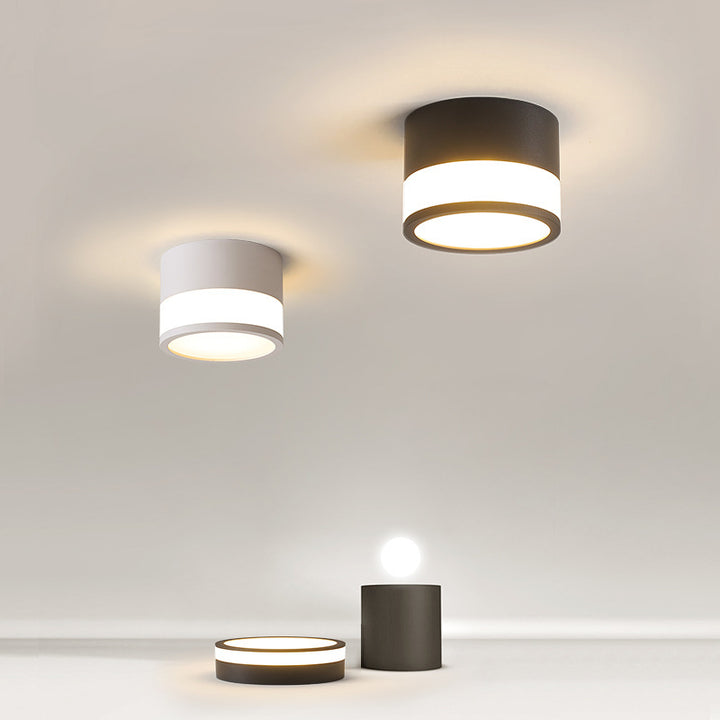 Plafonnier LED moderne minimaliste en acrylique et aluminium en forme de cylindre pour salon 