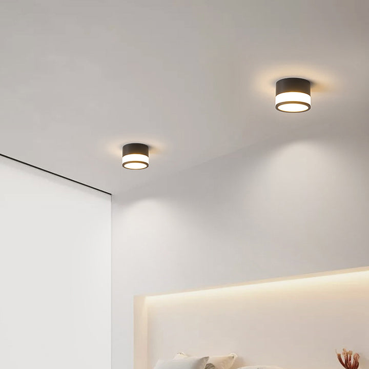 Plafonnier LED moderne minimaliste en acrylique et aluminium en forme de cylindre pour salon 