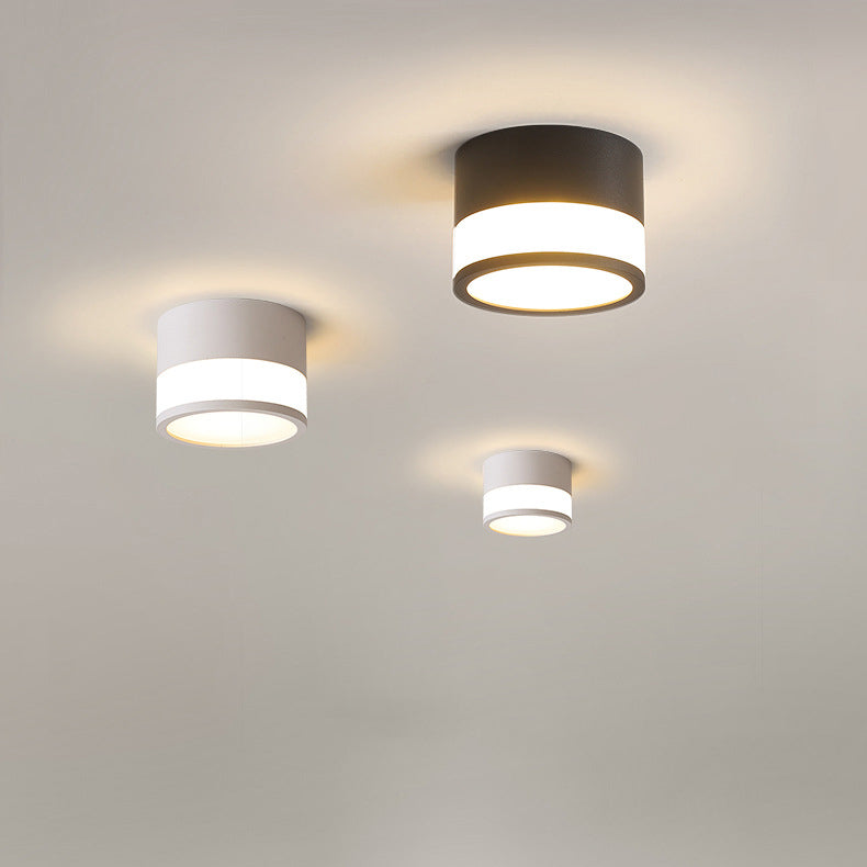 Plafonnier LED moderne minimaliste en acrylique et aluminium en forme de cylindre pour salon 