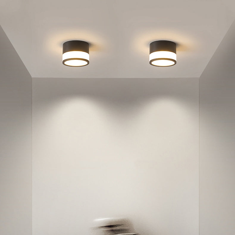 Plafonnier LED moderne minimaliste en acrylique et aluminium en forme de cylindre pour salon 