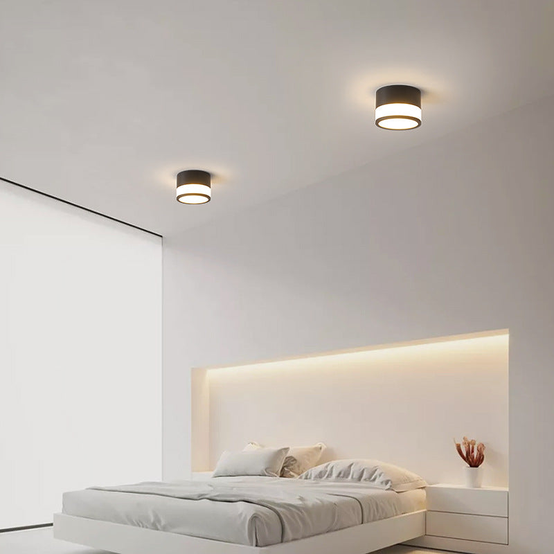 Plafonnier LED moderne minimaliste en acrylique et aluminium en forme de cylindre pour salon 