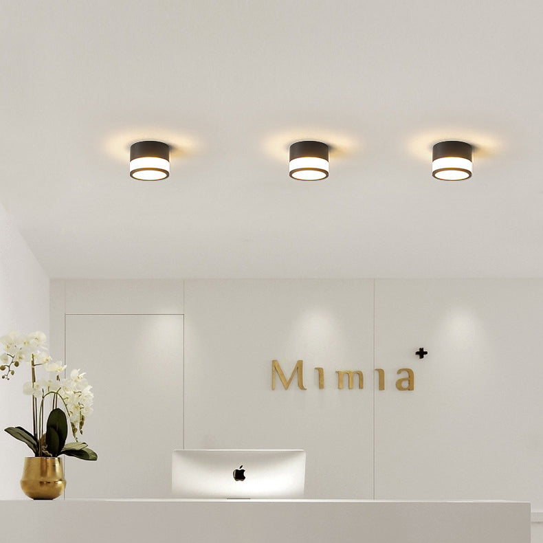 Plafonnier LED moderne minimaliste en acrylique et aluminium en forme de cylindre pour salon 