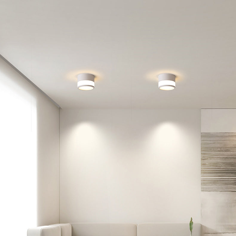 Plafonnier LED moderne minimaliste en acrylique et aluminium en forme de cylindre pour salon 