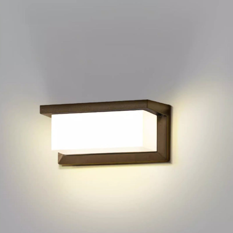 مصباح حائط LED مستطيل مقاوم للماء من الألومنيوم بتصميم حديث وبسيط للفناء الخارجي 