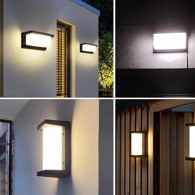 مصباح حائط LED مستطيل مقاوم للماء من الألومنيوم بتصميم حديث وبسيط للفناء الخارجي 