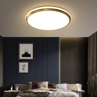 Luz de techo LED empotrada de latón acrílico redonda minimalista moderna para sala de estar 