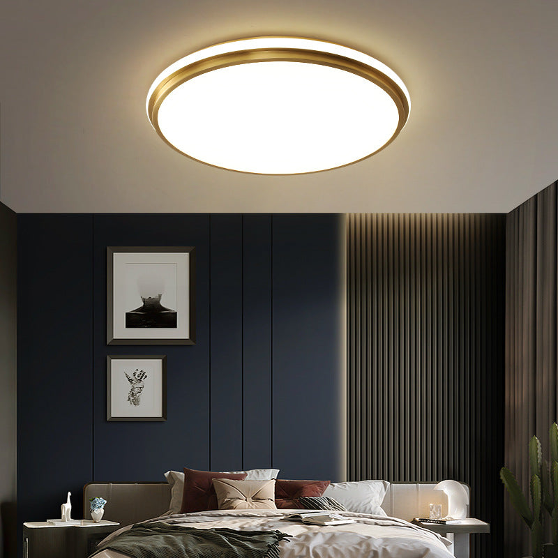 Luz de techo LED empotrada de latón acrílico redonda minimalista moderna para sala de estar 