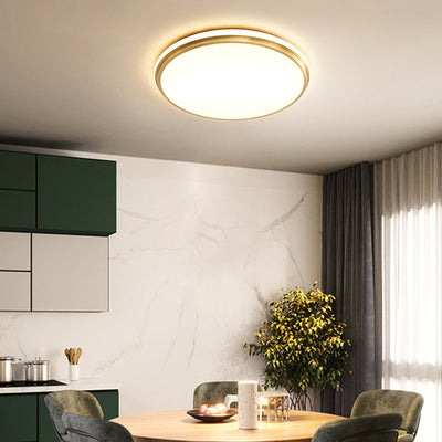 Luz de techo LED empotrada de latón acrílico redonda minimalista moderna para sala de estar 