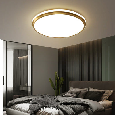 Luz de techo LED empotrada de latón acrílico redonda minimalista moderna para sala de estar 