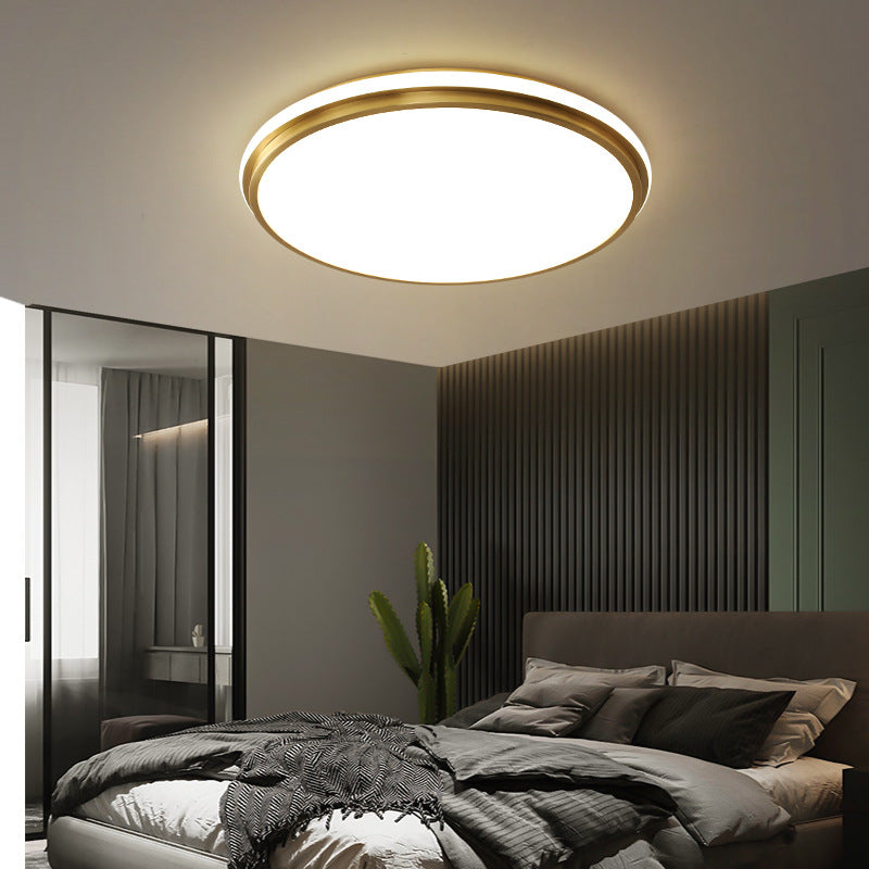 Luz de techo LED empotrada de latón acrílico redonda minimalista moderna para sala de estar 