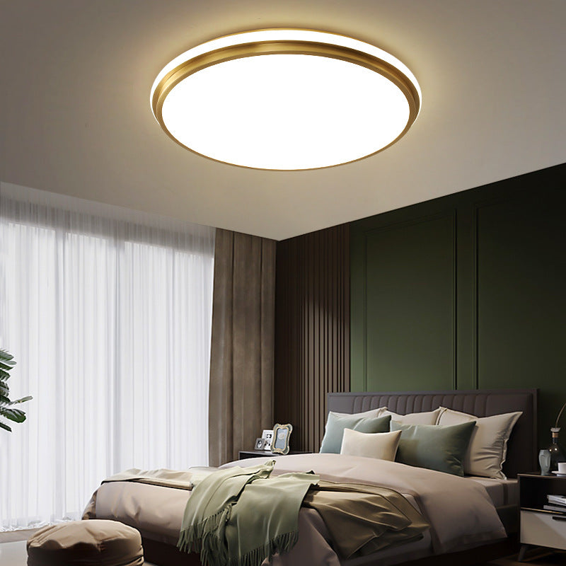 Luz de techo LED empotrada de latón acrílico redonda minimalista moderna para sala de estar 