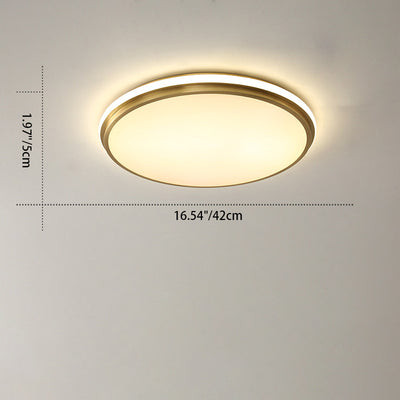 Luz de techo LED empotrada de latón acrílico redonda minimalista moderna para sala de estar 