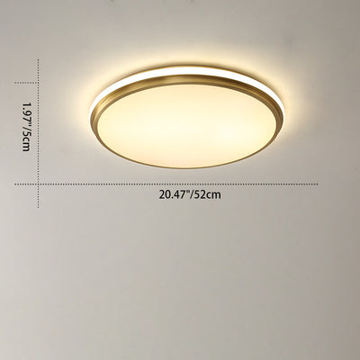 Luz de techo LED empotrada de latón acrílico redonda minimalista moderna para sala de estar 