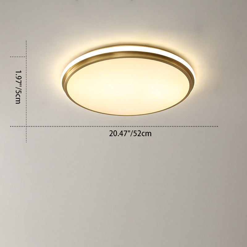 Luz de techo LED empotrada de latón acrílico redonda minimalista moderna para sala de estar 