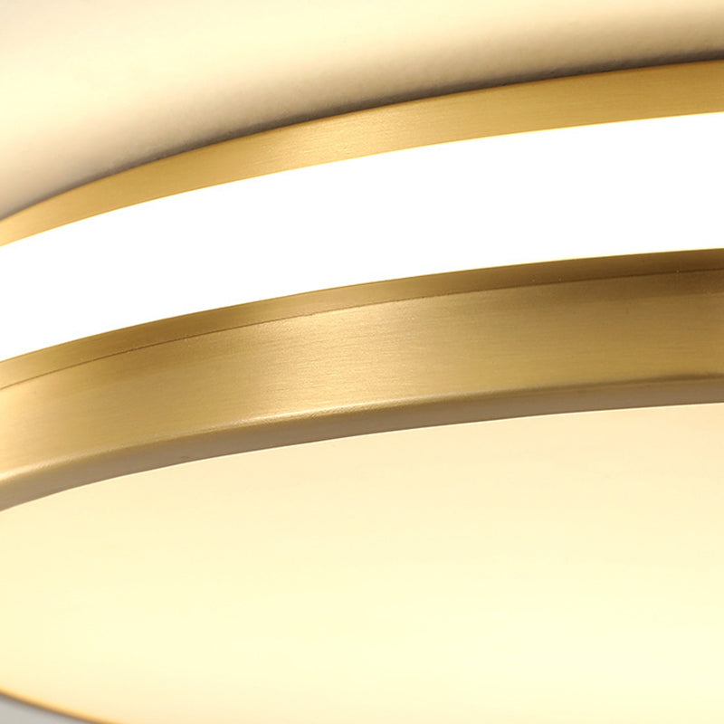 Luz de techo LED empotrada de latón acrílico redonda minimalista moderna para sala de estar 